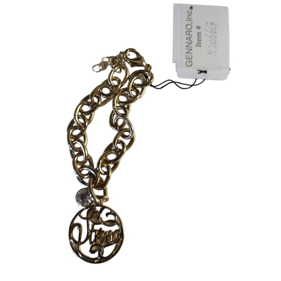 NWT G by Gennaro Strong Gold Toned with Crystal Clasp Bracelet - Picture 1 of 2